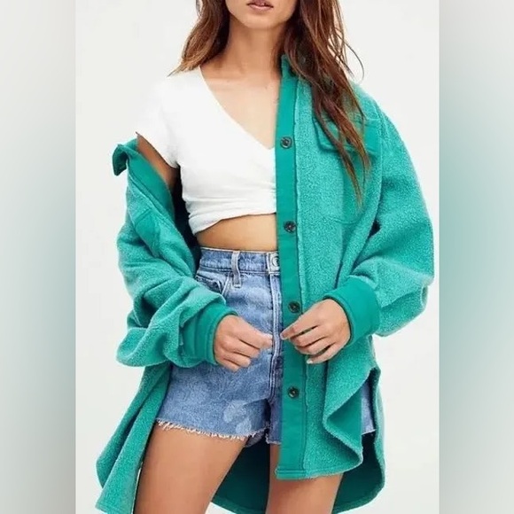 FREE PEOPLE Ruby Fleece Jacket Watermelon Rind - Picture 2 of 12